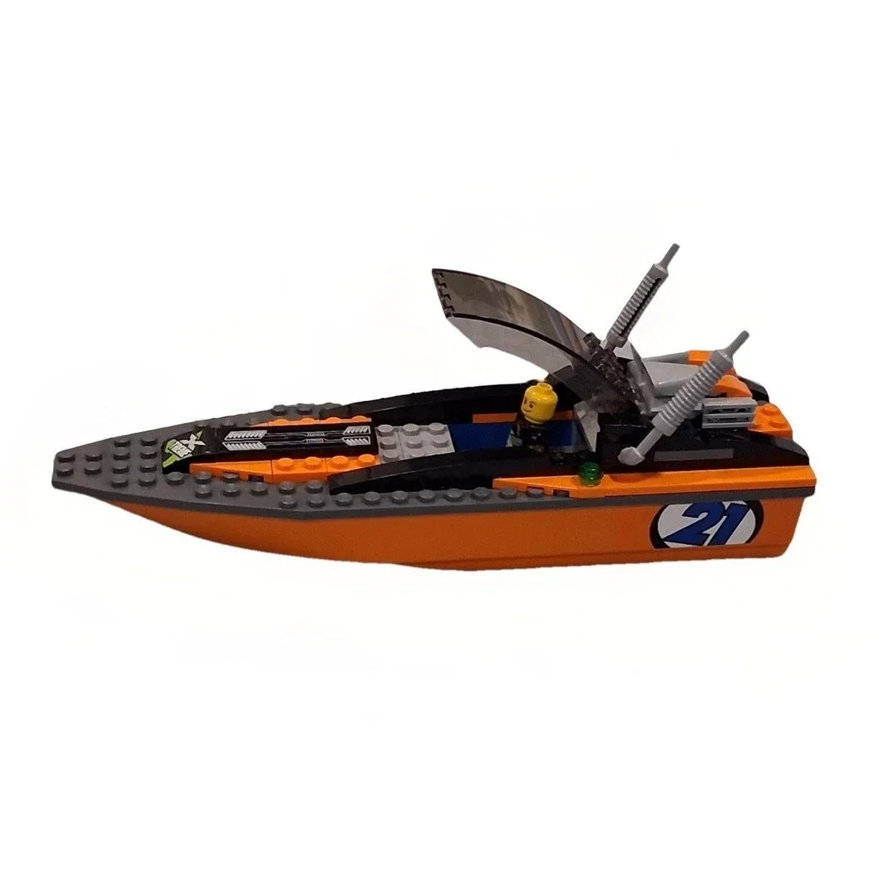 LEGO City Speedboat Orange Black Racing Boat with Pilot Minifigure 60005 21‎ - Picture 5 of 9